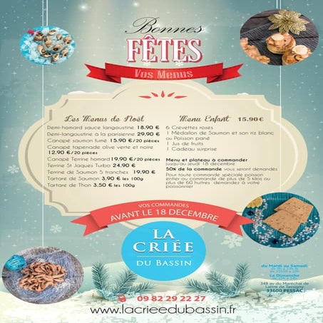 La criee du bassin menus de noel