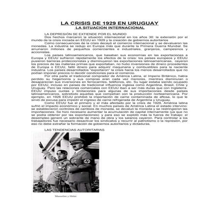 La crisis de 1929 en uruguay | ODT