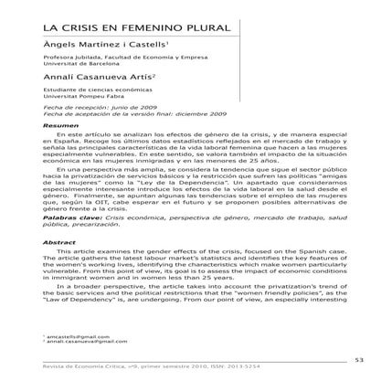 La crisis en femenino plural