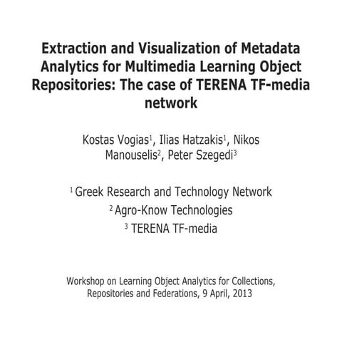 TERENA OER portal, metadata extraction analysis, LAK, Leuven @9apr2013