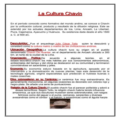La cultura chavín resumen