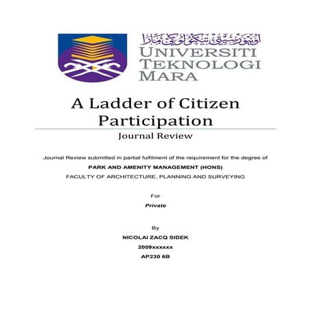 Ladder of Citizen Participation Journal Review