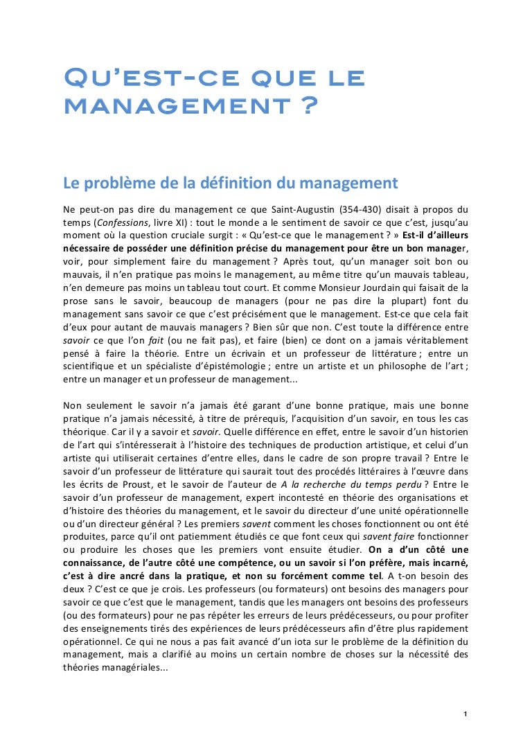 La définition du management