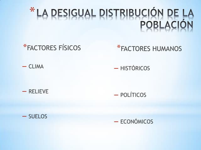 La desigual distribución de la población