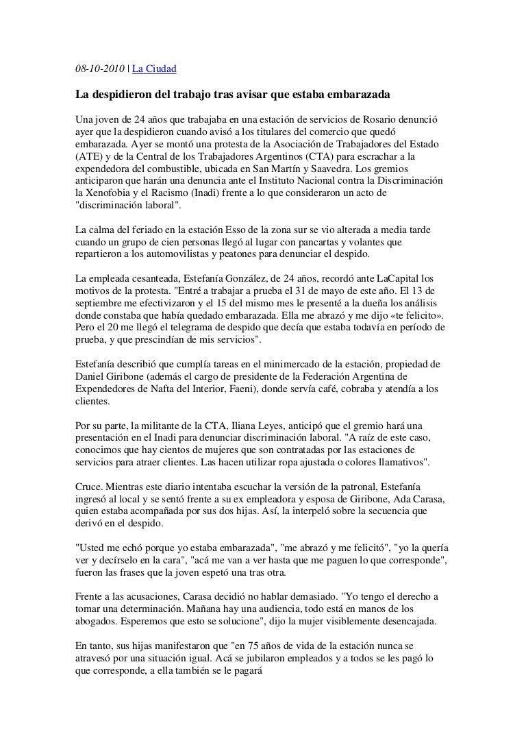 La despidieron tras anunciar
