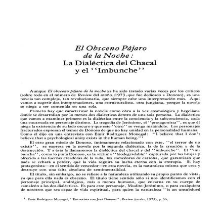 La dialectoca del chacal e imbunche