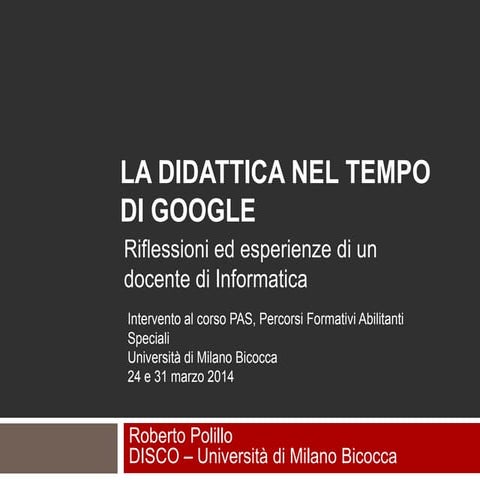 La didattica nel tempo di Google