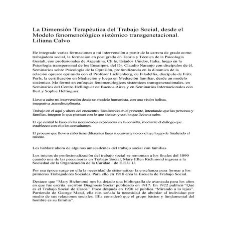 La Dimensiòn Terapeutica del Trabajo Social desde el Modelo fenomenològico si...