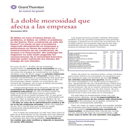 La problemática de la morosidad para las Empresas | PDF