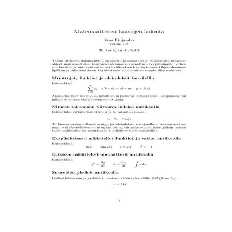 Matemaattisten kaavojen ladonta