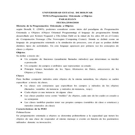 Programacion Orientada a Objetos