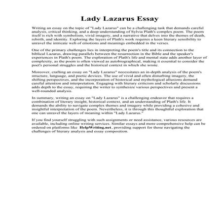 Lady Lazarus Essay
