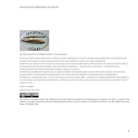 La economia colaborativa - Un esbozo