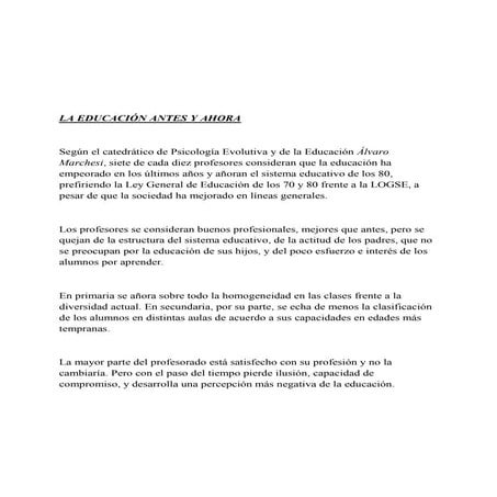 La educación antes y ahora