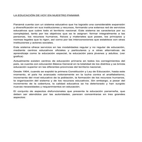 La educación de hoy en panamá