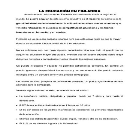 La educación en finlandia