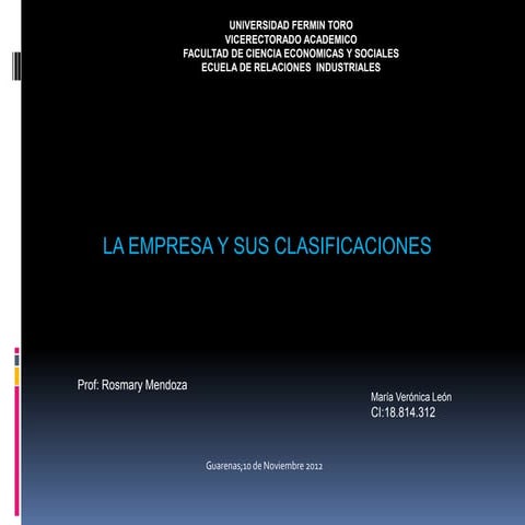 La empresa y sus clasificaciones 