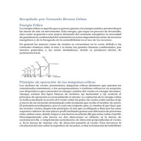 Energía Eólica; componentes y funcionamiento de aerogeneradores | DOCX