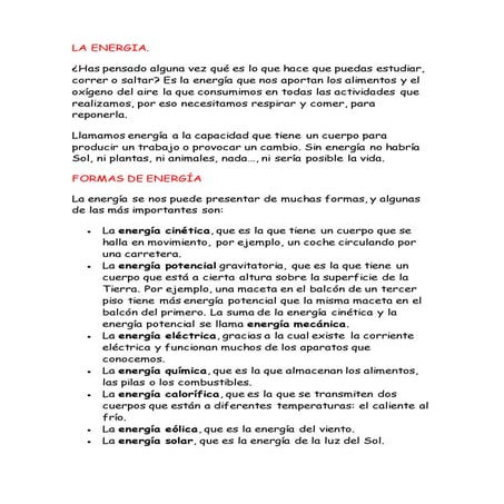 La energia para tercer grado