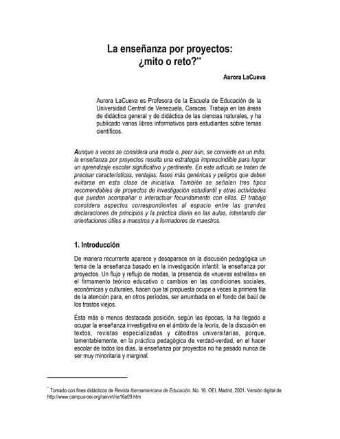 La Ensenanza Por Proyectos