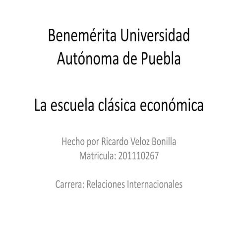 La escuela clasica economica
