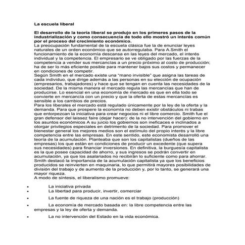 la escuela liberal de ADam smith | DOC
