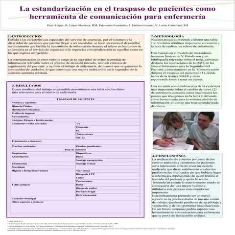La estandarización en el traspaso de pacientes como herramienta de comunicación para enfermería