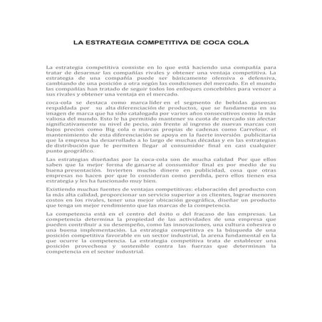 La estrategia competitiva de coca cola