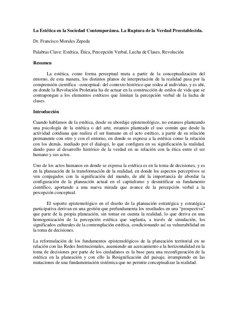 La estética en la sociedad contemporánea