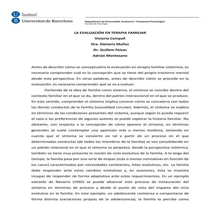 La evaluación en terapia familiar 