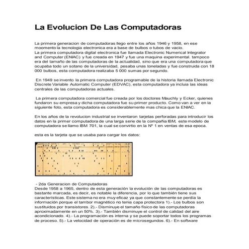 La evolucion de las computadoras