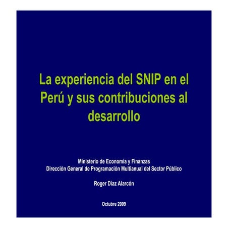 La Experiencia Del Snip En El Perú Pdf Financial Industry Industries