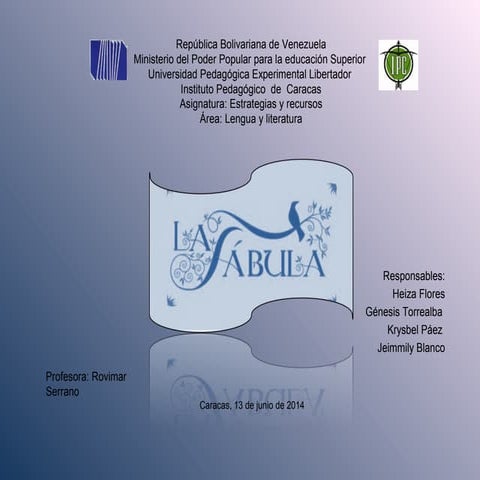 LA FABULA, PRESENTACION POWER POINT