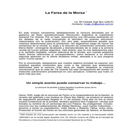 La Farsa De La Morsa (para IAEJP-2009)