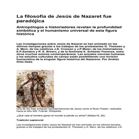 La filosofía de jesús de nazaret fue paradójica