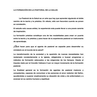 La formación en la pastoral de la s...