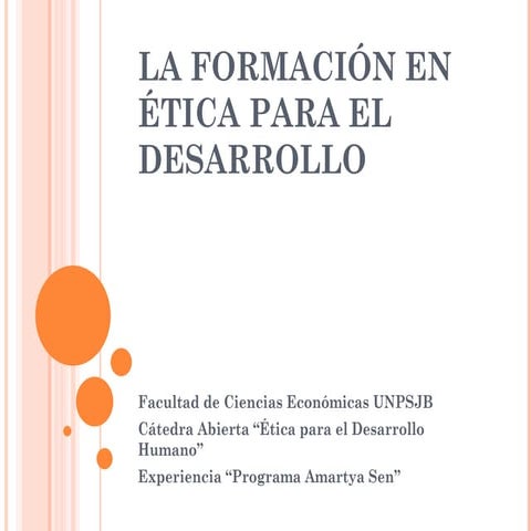 La formación en ética para el desarrollo