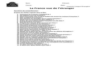 La France vue de l'étranger. Questionnaire