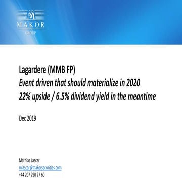 Lagardere event driven for 2020