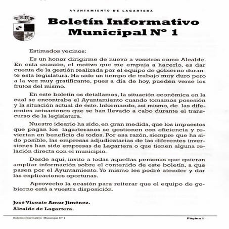Lagartera Boletin Nº 1 Marzo Ayuntamiento