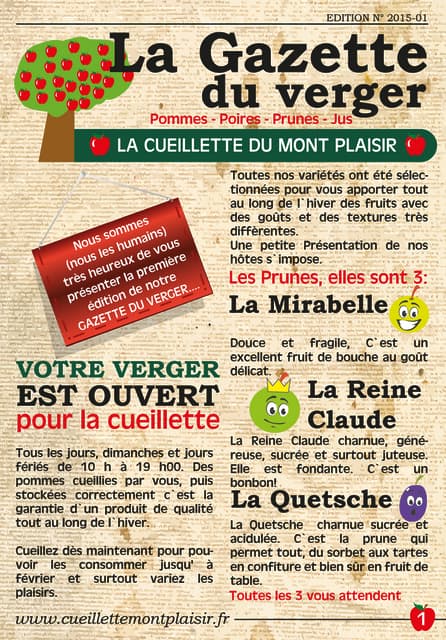 NEWSLETTER - La Gazette du verger 
