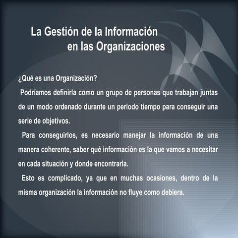 La gestión de la información en las organizaciones