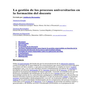 La gestión de los procesos universi...