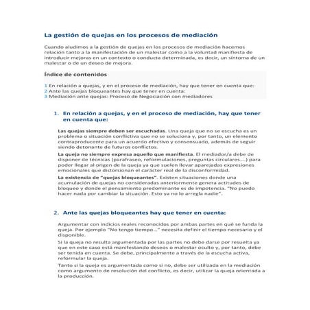 La gestion de quejas