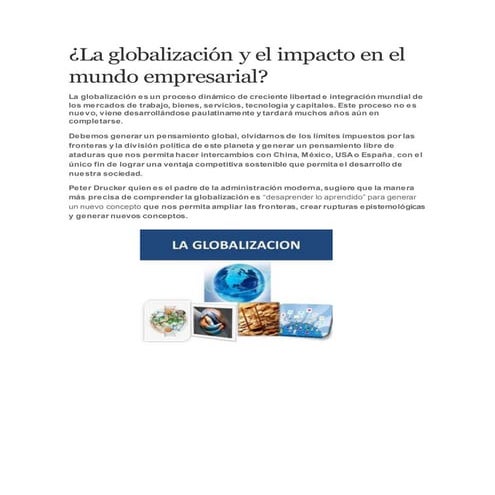 La globalización y el impacto en el mundo empresarial | DOCX
