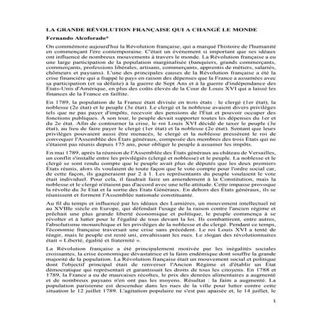 LA GRANDE RÉVOLUTION FRANÇAISE QUI A CHANGÉ LE MONDE 