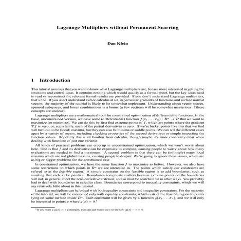 Lagrange multipliers