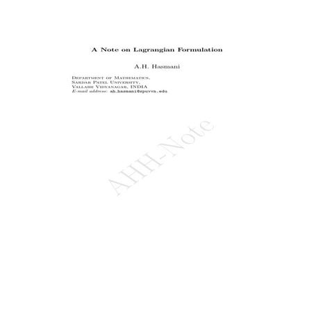 Lagrangian formulation 1