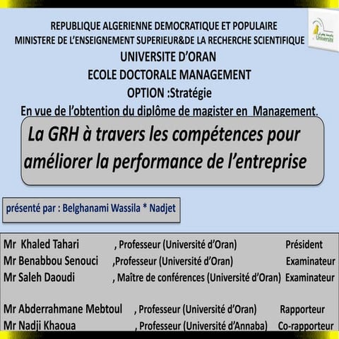 La grh à travers les compétences pour améliorer la performance de l’entreprise