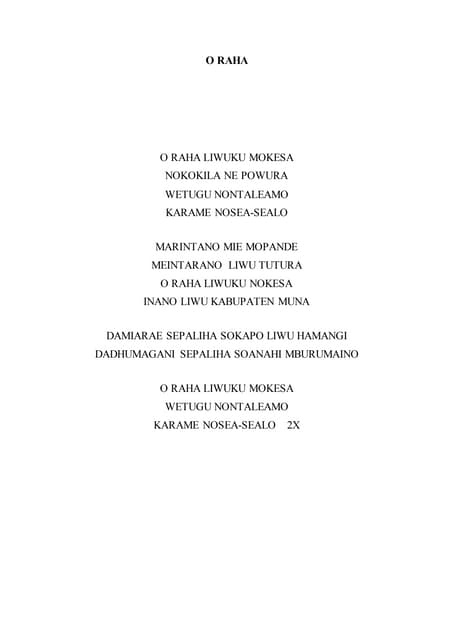 Lirik lagu muna o tampo